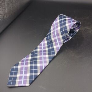 Nautica Mens Classic Necktie Purple Navy Blue Plaid Adult Size RN138136 **